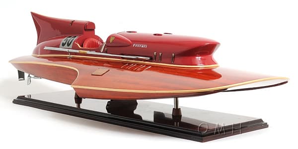 Wooden Model Boat Ferrari Hydroplane Painted